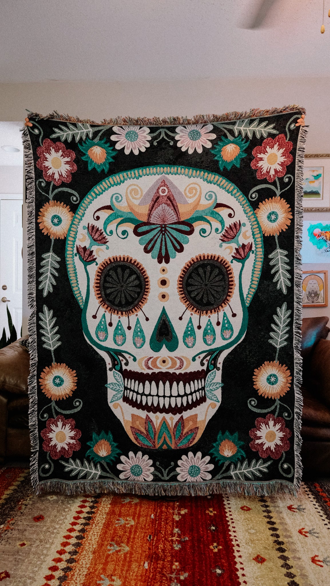 Sugar Skull offers Woven Cotton Blanket