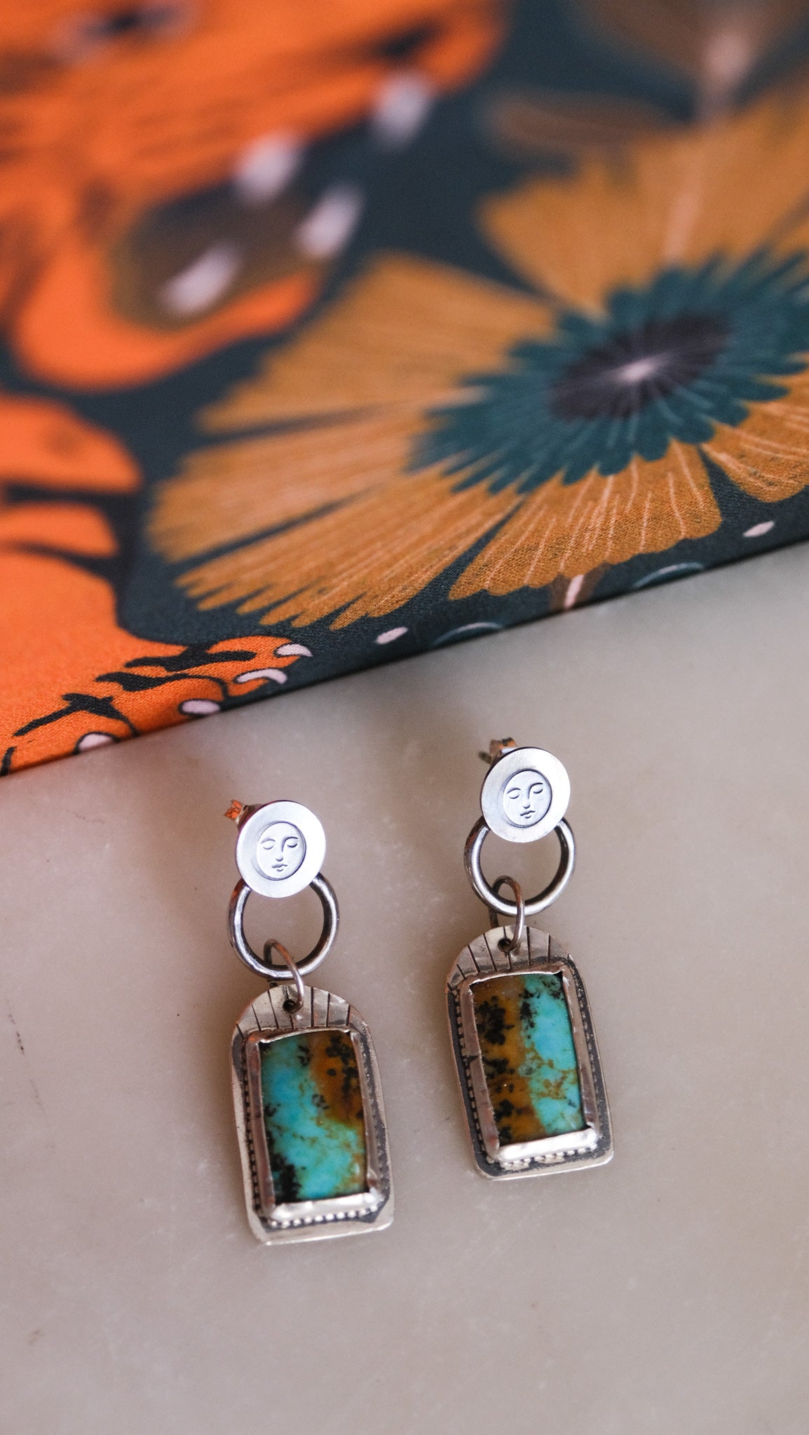 Celestial Moon Turquoise Earrings